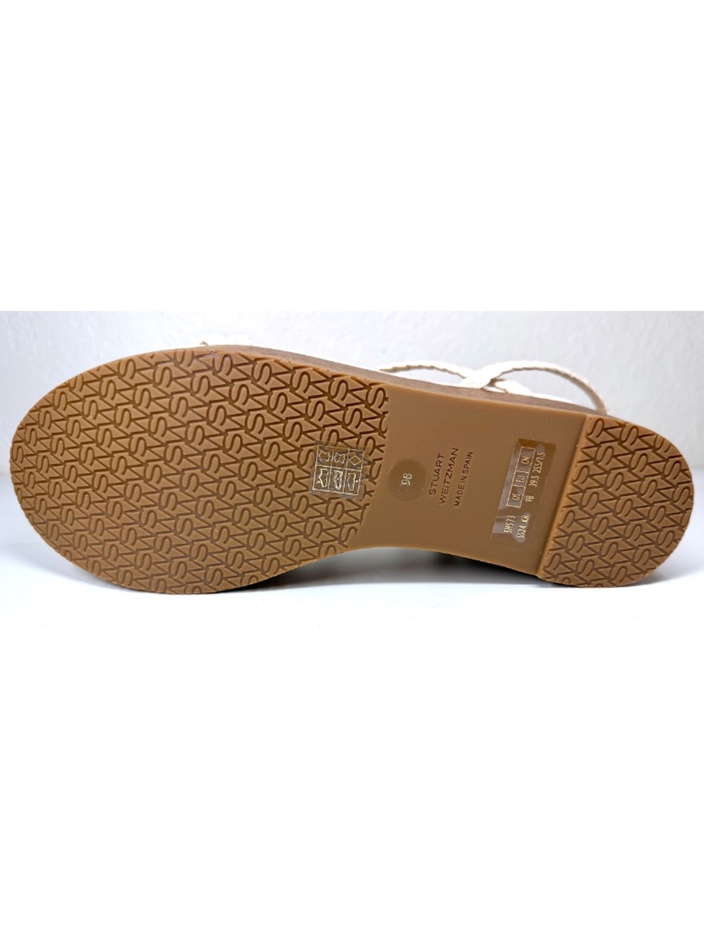 STUART WEITZMAN NIB WOVETTE SEASHELL WALLNUT WOOD WEDGE SANDAL. SIZE 9 B - Picture 14 of 16